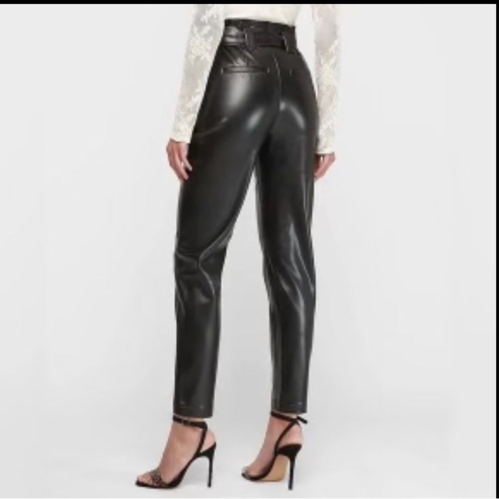 Express- Super High Waisted Faux Leather Ankle Pants size- 0/R - Picture 2 of 13